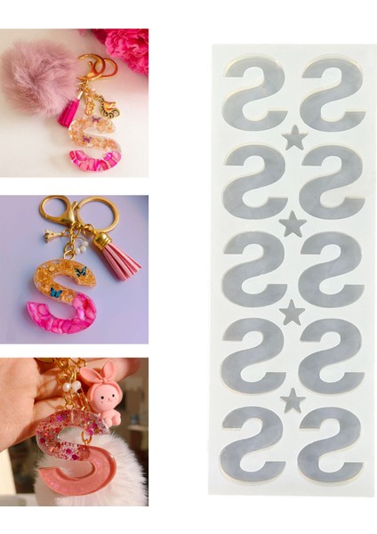 Epoksi Çoklu Silikon Kalıp S Harfi Anahtarlık Reçine Seri Döküm Kalıbı 4 cm 10'lu