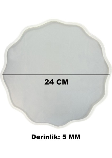 Epoksi Silikon Kalıp Yerli Dalgalı Nişan ve Söz Tepsi Kalıbı 24 cm