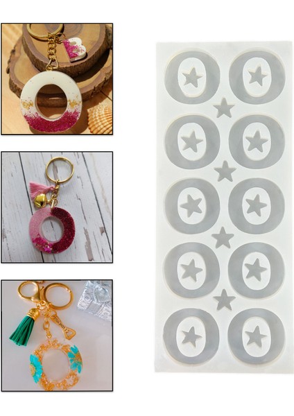 Epoksi Çoklu Silikon Kalıp O Harfi Anahtarlık Reçine Seri Döküm Kalıbı 4 cm 10'lu