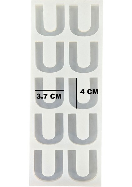 Epoksi Çoklu Silikon Kalıp U Harfi Anahtarlık Reçine Seri Döküm Kalıbı 4 cm 10'lu modelleri