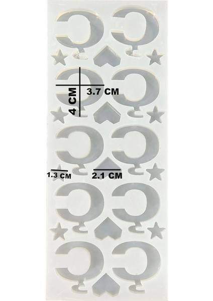 Epoksi Çoklu Silikon Kalıp Ç Harfi Anahtarlık Reçine Seri Döküm Kalıbı 4 cm 10'lu modelleri