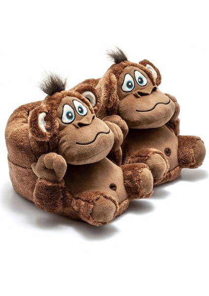 Monkey Unisex Hayvanlı Panduf Kahverengi 36/43 AA0600