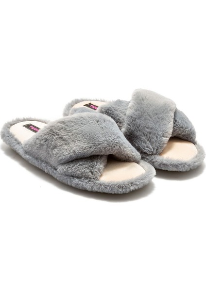Çapraz Peluş Kadın Ev Terliği Gri 36/41 CC0183 fiyatları