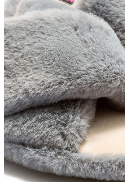 Çapraz Peluş Kadın Ev Terliği Gri 36/41 CC0183 modelleri