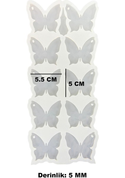 Epoksi Reçine Silikon Kalıp Çoklu Kelebek Delikli Anahtarlık Kalıbı 5 cm 10'lu fiyatları