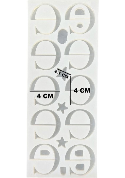 Epoksi Çoklu Silikon Kalıp Ters E Harfi Anahtarlık Reçine Seri Döküm Kalıbı 4 cm 10'lu