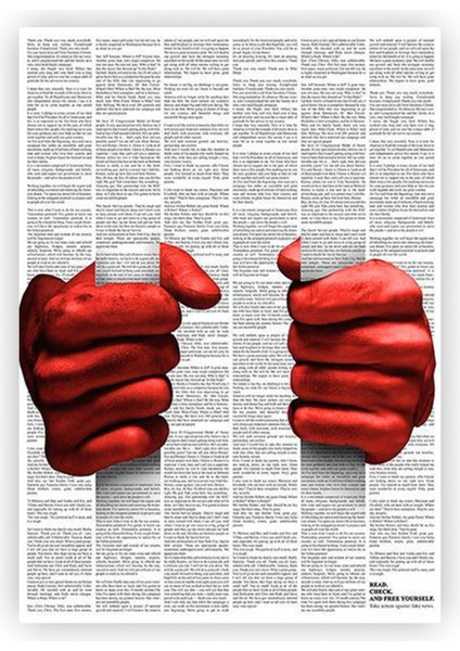 Mahkum Kırmızı Eller Yazı Parmaklık Grafik Tasarım Ahşap Poster 20 x 29 cm