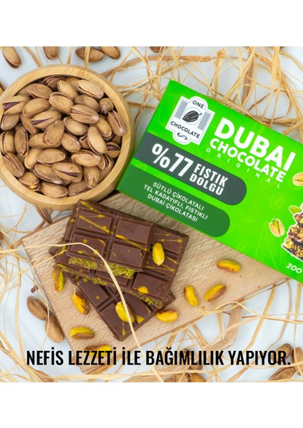 %77 Fıstık Oranlı Dubai Çikolatası 100gram