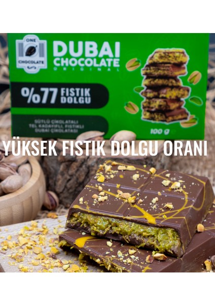 %77 Fıstık Oranlı Dubai Çikolatası 100gram