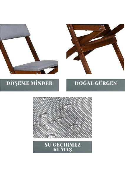 Ahşap Döşeme Minderli Katlanır Bahçe Mutfak Balkon Teras Sandalyesi (Ceviz-Gri) fırsatları