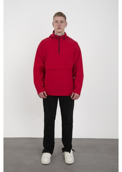 R-2448 Kapüşonlu Yarım Fermuar Detaylı Paraşüt Rüzgarlık&yağmurluk