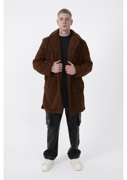 R-2469 Astarlı Yan Yırtmaçlı Peluş Uzun Mont indirimleri