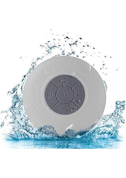 Su Geçirmez Şarjlı Mini Bluetooth Duş Hoparlörü Beyaz Renk