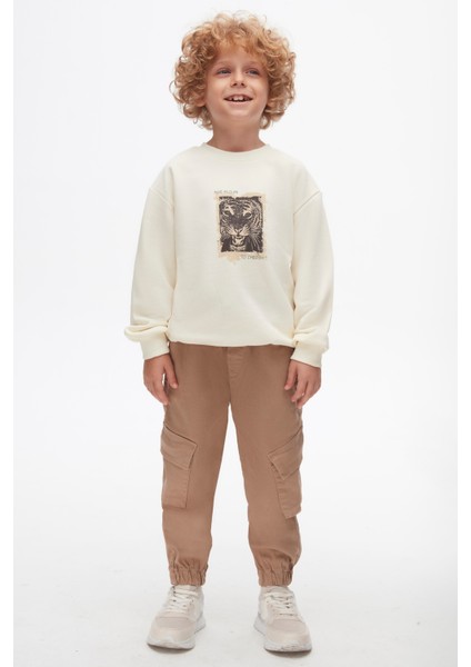 47504 Erkek Çocuk Krem Tiger Sweat