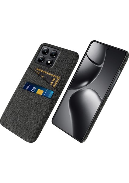 Xiaomi 14T Kumaş + Çift Kart Yuvalı Sert Pc Telefon Kapağı (Yurt Dışından)