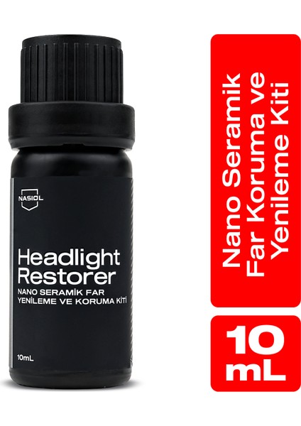 Headlight Restorer Nano Seramik Far Yenileme ve Koruma Kiti-3 Yıl DAYANIM-10ML-FAR Temizleme