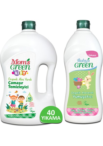 2'li Set 1500 ml Çocuk Organik Çamaşır Temizleyici ve 750 ml Organik Bebek Yumuşatıcı