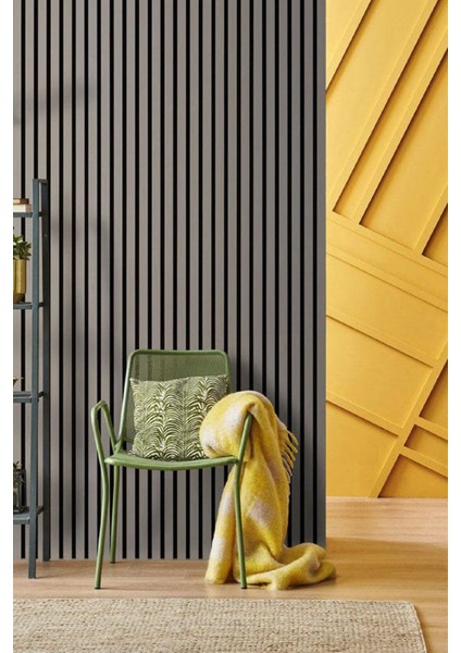 Mdf Ahşap Akustik Duvar Paneli - 100 x 275 cm - Antrasit