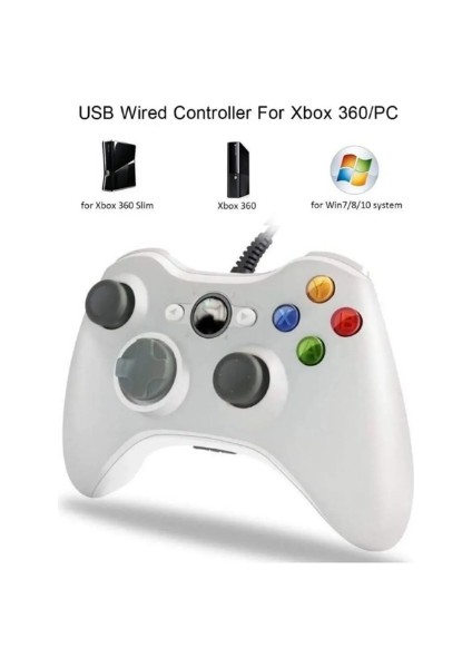 Xbox 360 /360 Sllim / Pc Bilgisayar Uyumlu Titreşimli Kablolu Oyun Kolu Joystick Gamepad