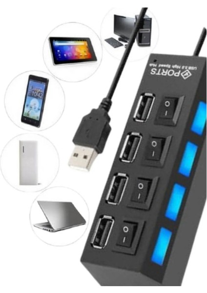 2.0 USB Hub Çoklayıcı Çoğaltıcı 4 Port Yüksek Hızlı Hub Çoklayıcı Laptop / Notebook / Pc Uyumlu