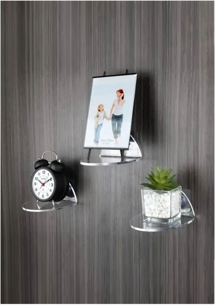 Pleksi Seffaf Oval Duvar Rafı -10 cm --3 Adet--