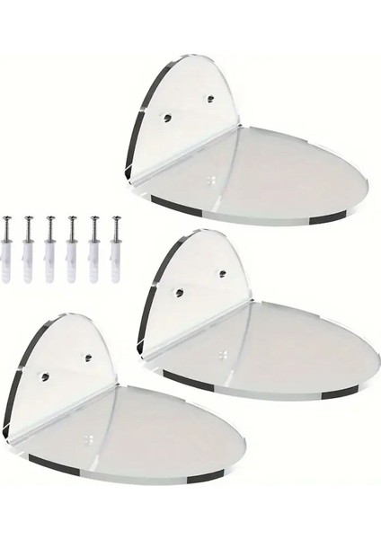Pleksi Seffaf Oval Duvar Rafı -10 cm --3 Adet-- modelleri