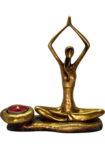 Tealightlı Yoga Yapan Kız Figürü - Şık Dekorasyon ve Sakinleştirici Atmosfer