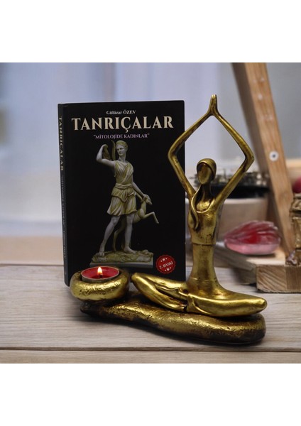 Tealightlı Yoga Yapan Kız Figürü - Şık Dekorasyon ve Sakinleştirici Atmosfer