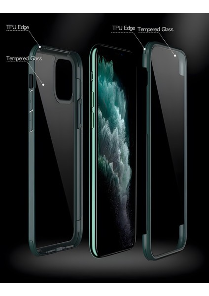 Apple iPhone 12 Pro Max Kılıf Dor Silikon Temperli Cam Kapak