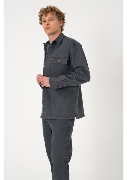 Layf Soft Grey Jean Gömlek
