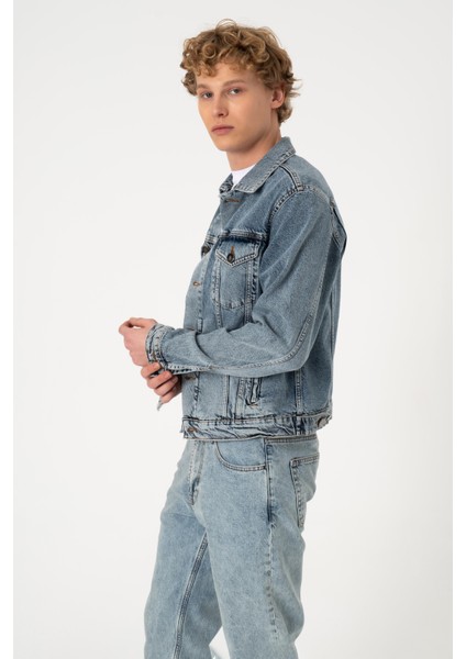 Cupa Buz Mavi Jean Ceket