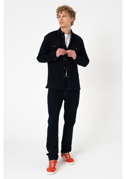 Layf Dark Marbel Jean Gömlek