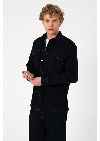 Layf Dark Marbel Jean Gömlek