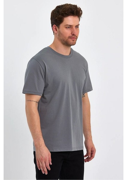 Erkek Bisiklet Yaka Relax Fit Cotton Basic T-Shirt modelleri