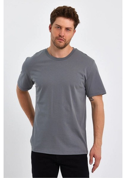 Erkek Bisiklet Yaka Relax Fit Cotton Basic T-Shirt fırsatları