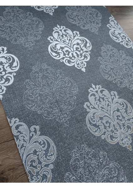 Gri Gümüş Damask Desenli Kabartmalı Hava Alabilen Silinebilir Duvar Kağıdı 5 M² fırsatları
