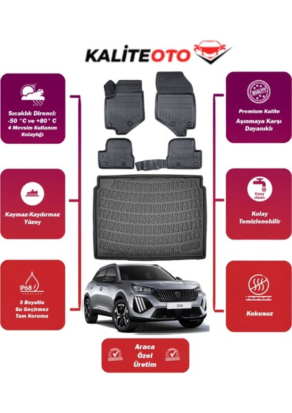 Peugeot 2008 2024 Model Üst Bagaj Havuzu+4d Araca Özel Havuzlu Paspas Takımıı Prqx