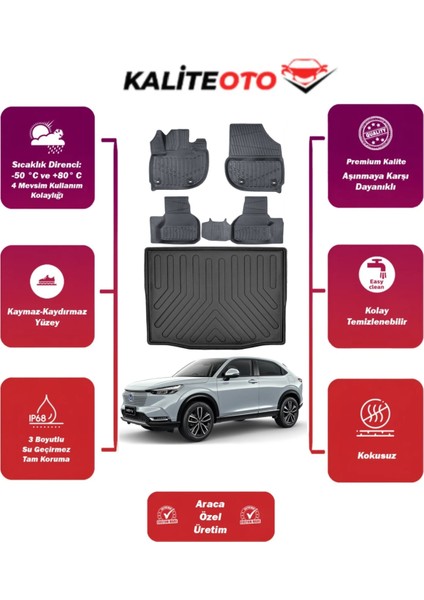 Honda Hrv 2025 Model Bagaj Havuzu+4d Araca Özel Havuzlu Paspas Takımıı Prqx