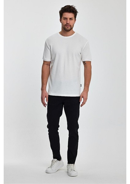 Erkek Regular Fit Bisiklet Yaka Waffal Dokuma T-Shirt