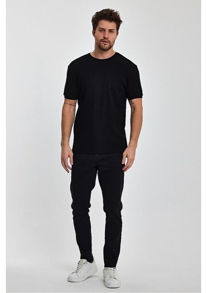Erkek Regular Fit Bisiklet Yaka Waffal Dokuma T-Shirt