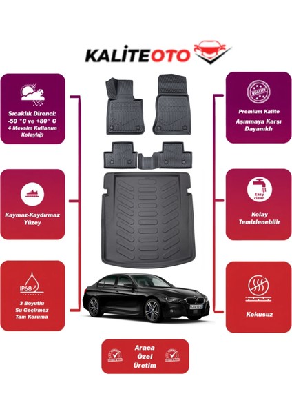 Bmw 3 Serisi F30 2015 Model Bagaj Havuzu+4d Araca Özel Havuzlu Paspas Takımıı Prqx