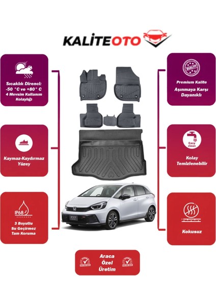 Honda Jazz 2021 Model Bagaj Havuzu+4d Araca Özel Havuzlu Paspas Takımıı Prqx