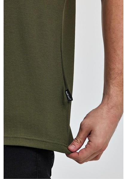 Erkek Regular Fit Bisiklet Yaka Waffal Dokuma T-Shirt fırsatları