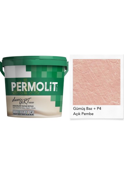 Duvart Sedefli Dekoratif Duvar Boyası - Gp4 Açık Pembe - 0.75 Lt.