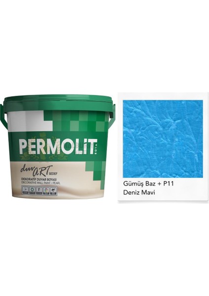 Duvart Sedefli Dekoratif Duvar Boyası - GP11 Deniz Mavi - 0.75 Lt.