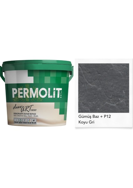 Duvart Sedefli Dekoratif Duvar Boyası - GP12 Koyu Gri - 0.75 Lt.