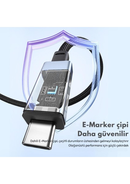 2 Metre 240W 4.0 Thunderbolt Type-C To Type-C Şarj, Data ve 8k 60Hz Görüntü Aktarım Kablosu