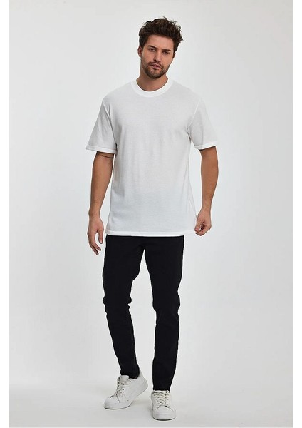 Erkek Petek Süprem Dokuma Bisiklet Yaka Relaxed Fit Cotton T-Shirt