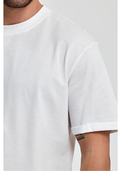 Erkek Petek Süprem Dokuma Bisiklet Yaka Relaxed Fit Cotton T-Shirt