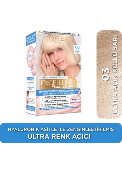 Excellence Pure Blond Saç Boyası - 03 Ultra Açık Küllü Sarı